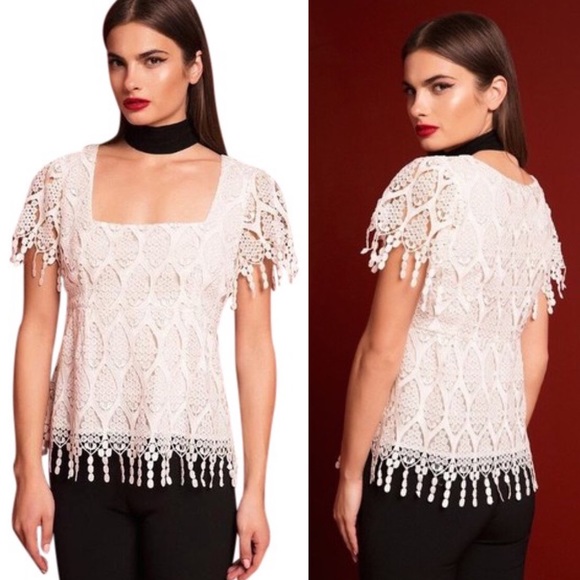 Stone Cold Fox White Lace Lapis Blouse - Picture 8 of 8